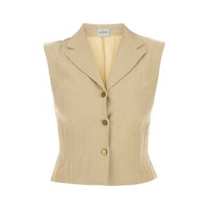 Le Kasha Women Beige Linen Sawadah Vest